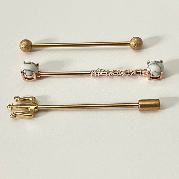 Three Assorted Industrial Barbells Body Jewelry - Picture 2 of 4